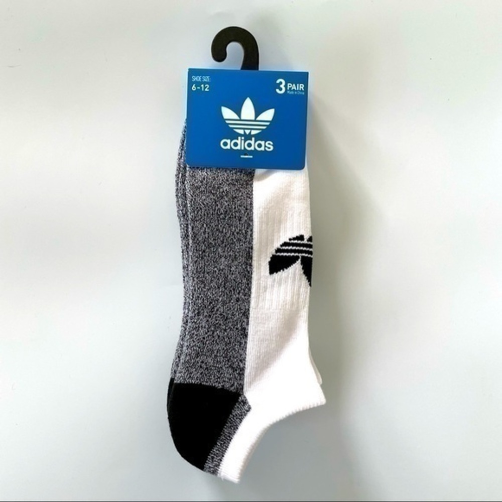 Adidas men’s no show socks 3 pack size 6-12 white gray black